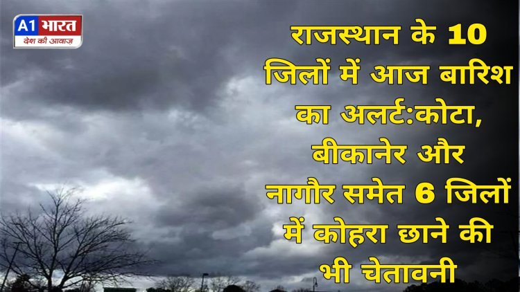 राजस्थान के 10 जिलों में आज बारिश का अलर्ट:कोटा, बीकानेर और नागौर समेत 6 जिलों में कोहरा छाने की भी चेतावनी